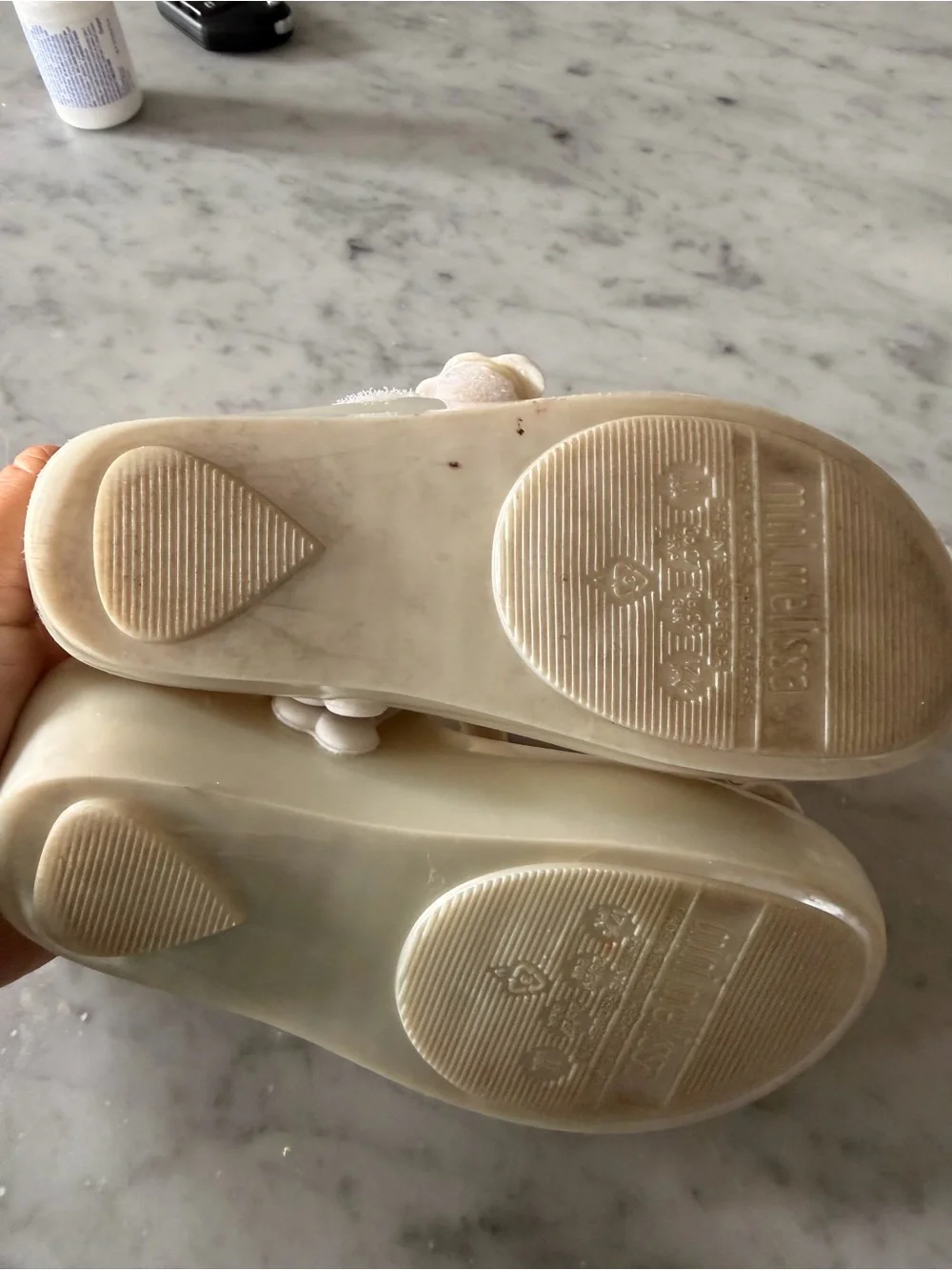 Mini Melissa Girls' Unicorn Mary Janes in Pearly Cream with Rainbow Strap